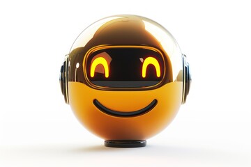 Wall Mural - a robot face emoji icon with a glossy isolated on a white background