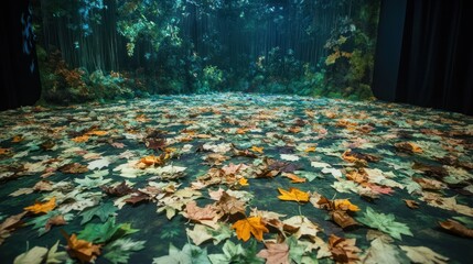 Poster - Autumn Leaves on a Stage