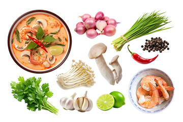 Sticker - Thai soup ingredient png element set, transparent background