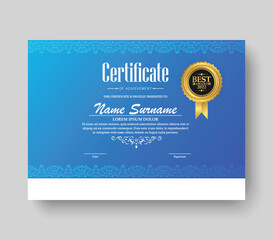 Wall Mural - Blue achievement certificate best award diploma