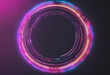 Wall Mural - Round neon frame of effect isolate on transparent