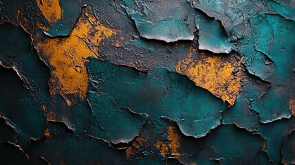 Abstract Texture of Cracked Paint with Gold