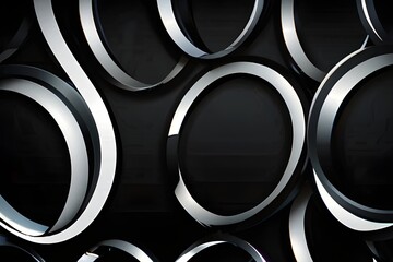 Abstract black background with white circle rings. Digital future technology concept. vector illustration. Generative AI