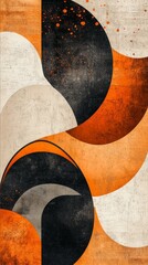 Canvas Print - A painting of circles in orange and black with a splash of white