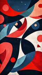 Sticker - A colorful abstract painting with red, blue, and white colors