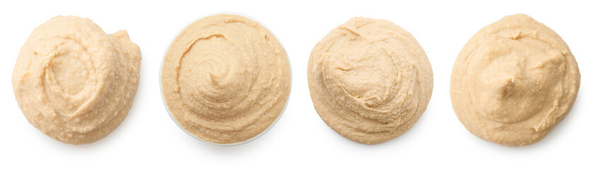 Wall Mural - Tasty hummus on white background, top view