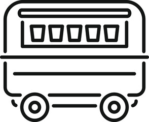 Poster - Simple line drawing of a street food truck offering takeaway food and drinks