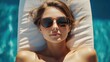 © Andrii  - Glamorous Lady with Sunglasses Relaxing at Poolside Sunbed