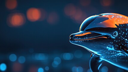 Wall Mural - A stylized dolphin with a glowing effect against a blurred background.