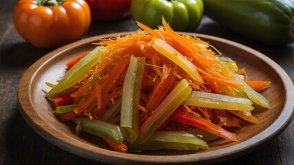 Wall Mural - Filipino side dish Atchara isolated on a plate, served exquisitely can be a concept for advertisement background