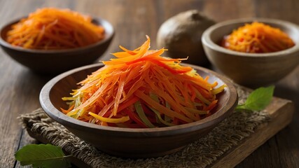 Wall Mural - Filipino side dish Atchara isolated on a plate, served exquisitely can be a concept for advertisement background