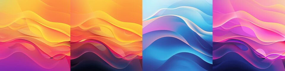 Wall Mural - Colorful gradient vector art featuring abstract hills and mountains.