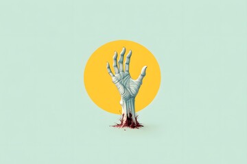 Zombie hand flat design side view creepy Halloween theme cartoon drawing colored pastel.,