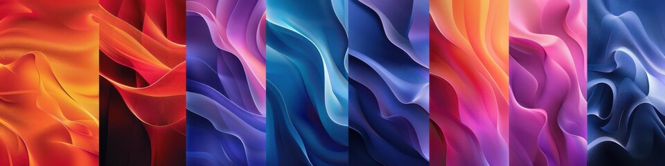 Wall Mural - Colorful gradient vector art featuring abstract hills and mountains.