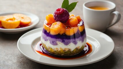 Wall Mural - filipino dessert dish halohalo isolated on a ceramic plate, concept for advertisement background