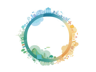 ESG in community A002 with circle frame and Environmental social governance elements vector illustration graphic EPS 10
