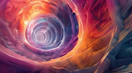 Wall Mural - A mesmerizing abstract tunnel of colors swirling in vibrant hues, inviting viewers into a dreamlike vortex of creativity.