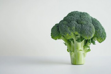 Poster - Bright Green Broccoli with White Background