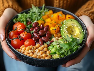 Poster - Nourishing Vegan Buddha Bowl Photo - Colorful Plant-Based Meal