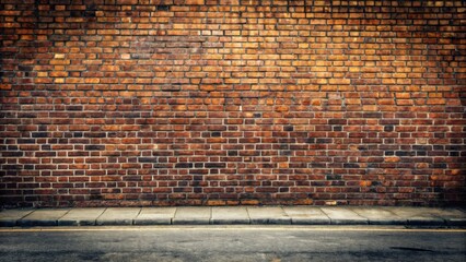 Poster - A street scene with a textured brick wall in the background