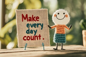 Make Every Day Count - Inspirational Message with Crochet Doll