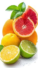 Wall Mural - Juicy Citrus Delight Photo - Grapefruit, Lemon, Lime, Orange