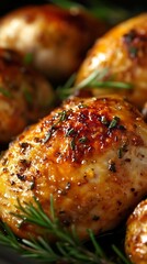 Wall Mural - Close Up Photo of Juicy Rosemary Chicken Thighs