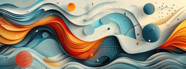 Wall Mural - Abstract colorful waving with dots featuring wallpaper and background