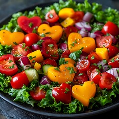 Poster - Colorful Heart-Shaped Vegetable Salad Photo