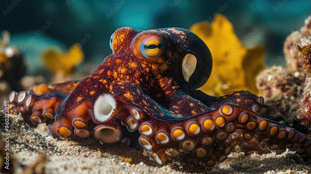 Octopus Using Shells Ilustración de Stock Coconut octopus on sand, demonstrating its use of ...