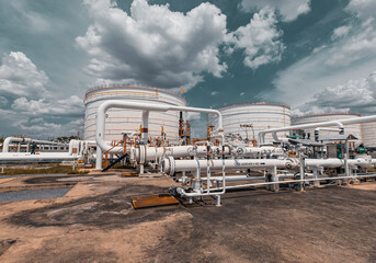 Wall Mural - Pipe line oil and gas valves at gas tank oil plant pressure safety