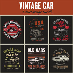 Sticker - vintage cars t-shirts designs bundle.