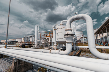 Canvas Print - Pipe line oil and gas valves at gas plant pressure safety valve.