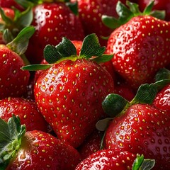 Wall Mural - Juicy Red Strawberries Photo - A Close-Up View