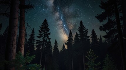 Milky Way over the pine forest