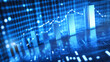 © INT888 - Digital financial data visualization with blue bar graphs and line charts