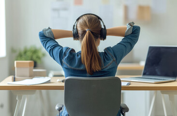 Canvas Print - A woman with back pain is working at her desk in the office, holding her lower spine and standing up straight.