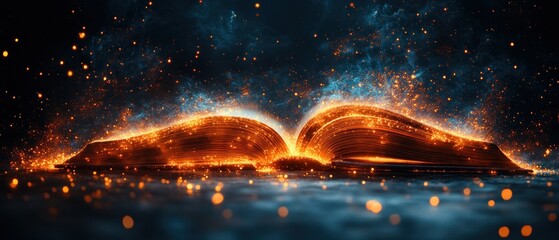 Poster - Open Book with Sparks and Glowing Lines