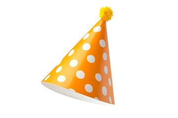 party mix orange polka dot party hat isolated on white background