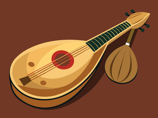 Wall Mural - urkish plucked musical instrument baglama vector