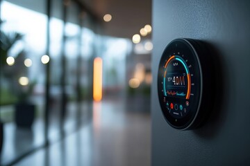 Wall Mural - minimal ai-powered smart meter displaying energy usage, soft natural light, ample copy space around 