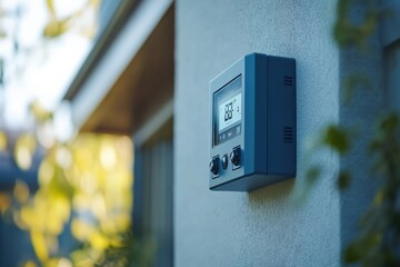 Wall Mural - minimal ai-powered smart meter displaying energy usage, soft natural light, ample copy space around 