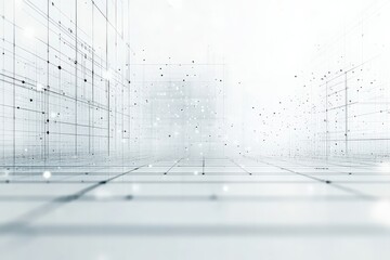 Wall Mural - minimal ai-controlled smart grid interface on a clean white screen, soft light, ample blank space su