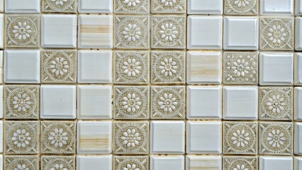 Sticker - Decorative ceramic tiles with floral designs.