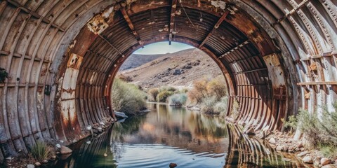 Wall Mural - Tunnel view leading to a serene landscape.