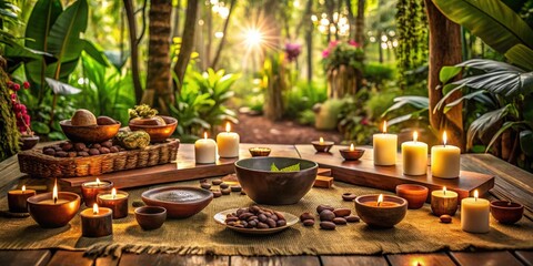 a serene and sacred cacao ceremony space for heart opening and healing ceremonies