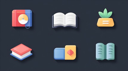 Wall Mural - a flat design of an educational app icon that remains clear and recognizable in various sizes