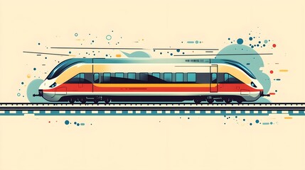Wall Mural - a flat design of a train on tracks with clean lines