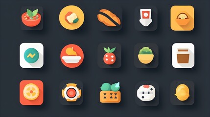 Wall Mural - a flat design of a food app icon that scales effectively for various screen resolutions