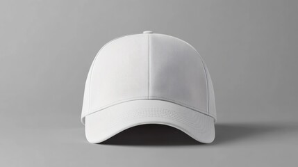 Wall Mural - Blank White Baseball Cap on Gray Background